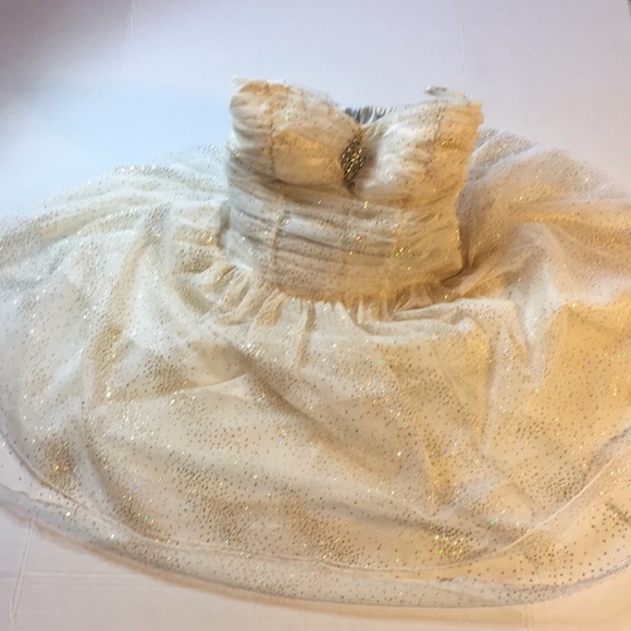 PROM SPEECHLESS 11 Jr. Satin& Tulle Dress 🍒Boned Bustier White & Gold Stunning - Picture 13 of 16